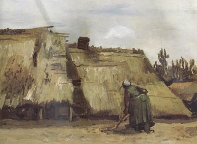 Vincent Van Gogh Cottage with Woman Digging (nn04) oil painting picture